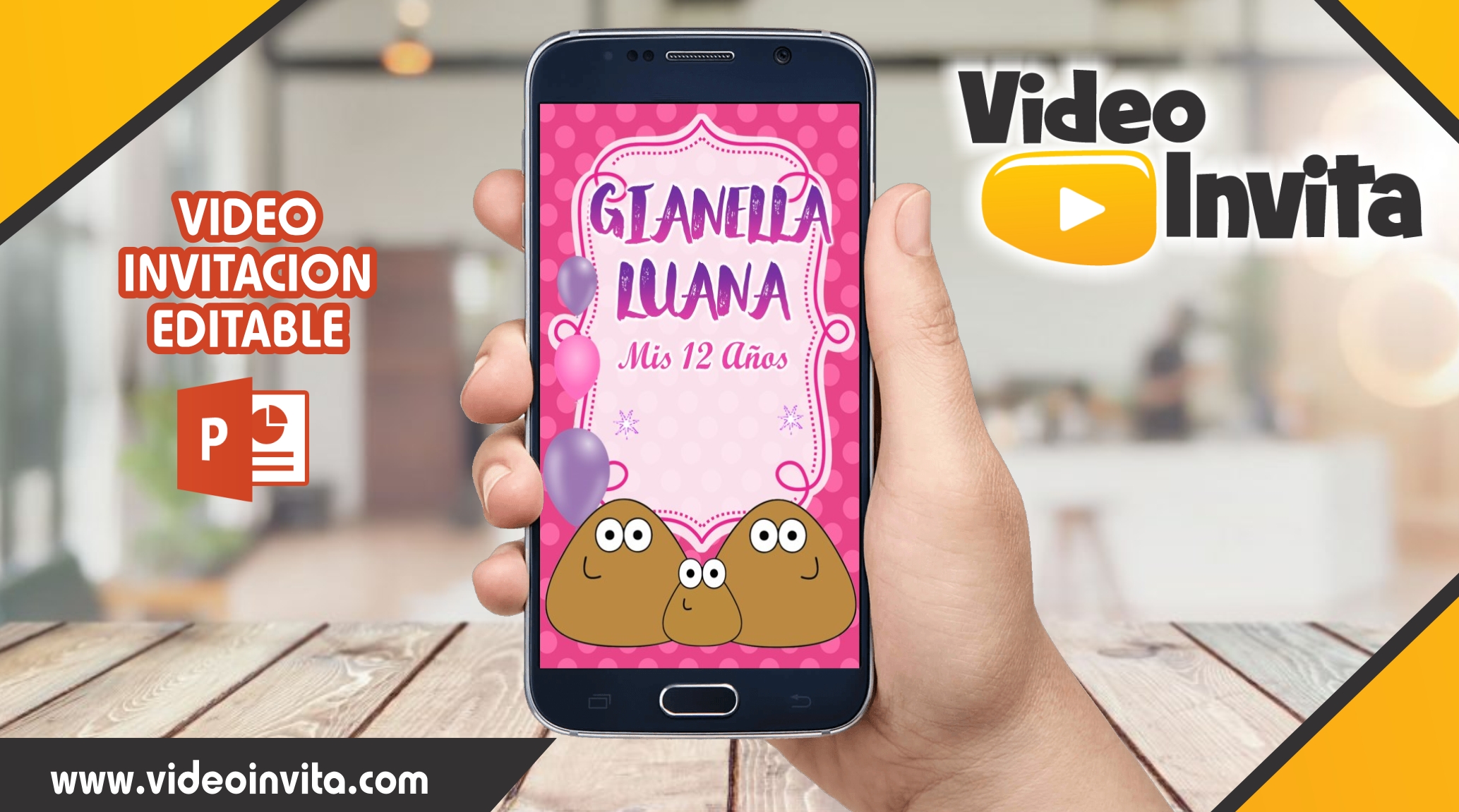 Video Invitación de Pou Papa Editable – Video Invita