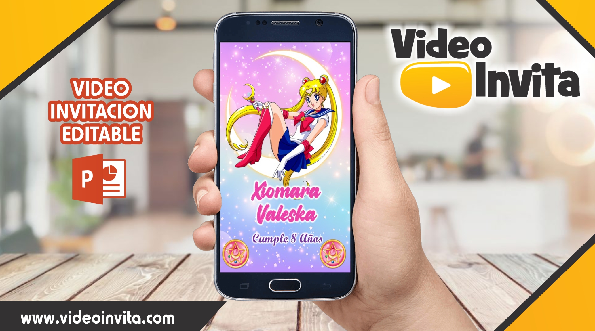 Video invitacion editable de Sailor Moon