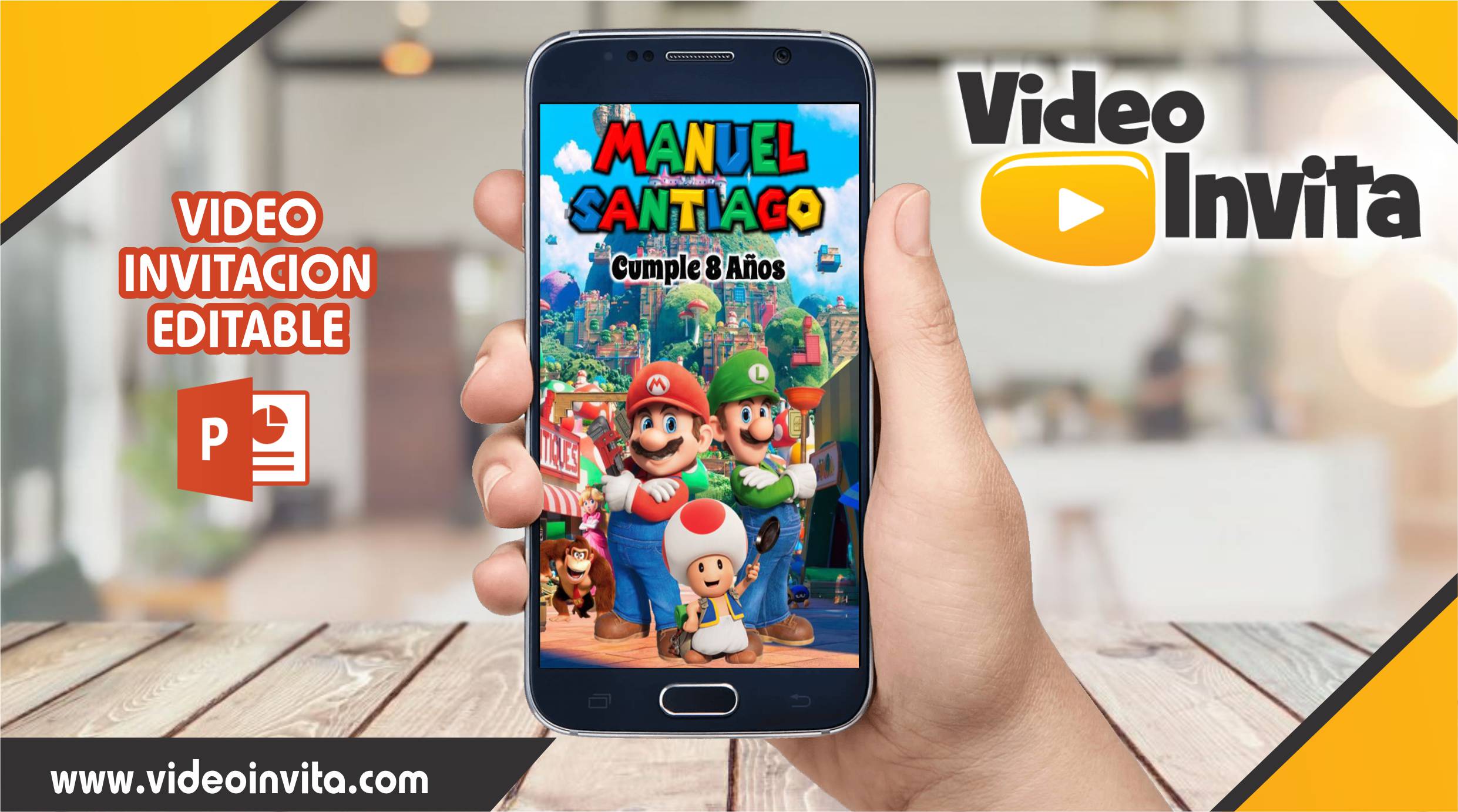 Video invitacion editable de Super Mario Bros La Pelicula