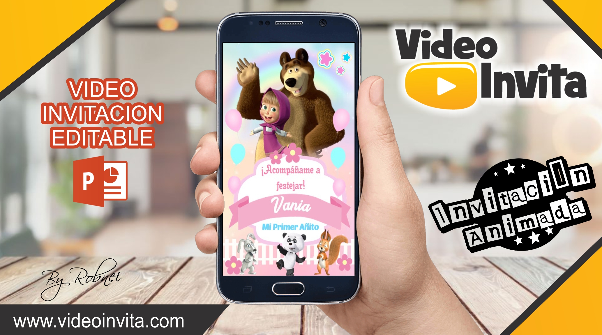 Video Invitación de Masha y el Oso Pastel Editable – Video Invita