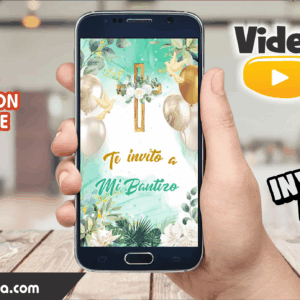 Video Invitación de Bautizo Turqueza Editable
