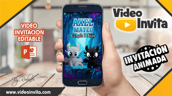 Video Invitación de Como Entrenar a tu Dragon Chimuelo Editable