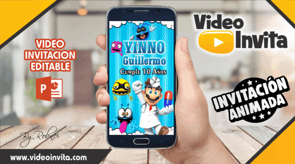 Video Invitación de Doctor Mario y sus Virus Editable