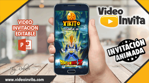 Video Invitación de Dragon Ball Z Vegeta Adulto Editable
