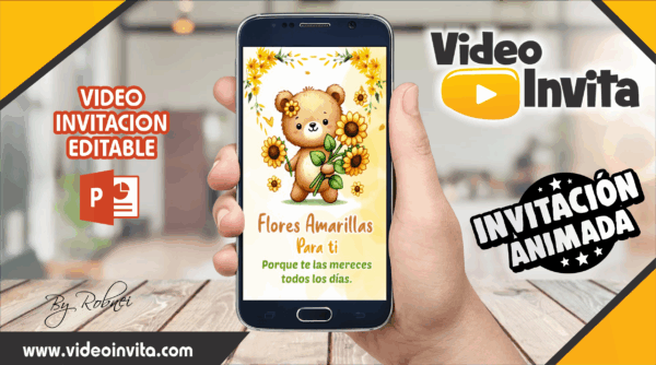Video Invitación de Flores Amarillas Editable