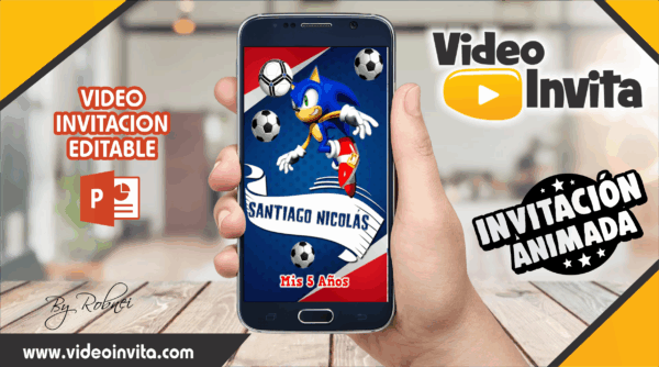 Video Invitación de Futbol Sonic Editable