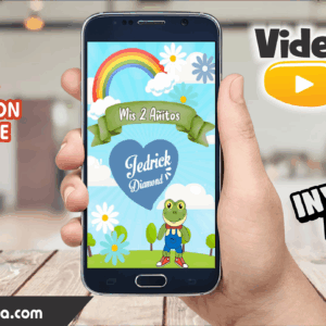 Video Invitación de Lara Campos y Rana Rene Arcoiris  Editable