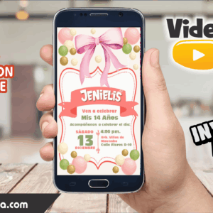 Video Invitación de Lazo Rosa Editable