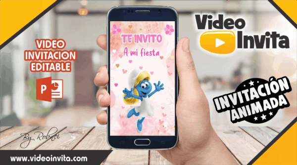 Video Invitación de Pitufina Editable
