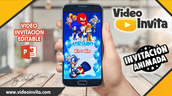 Video Invitación de  Sonic 2 Editable