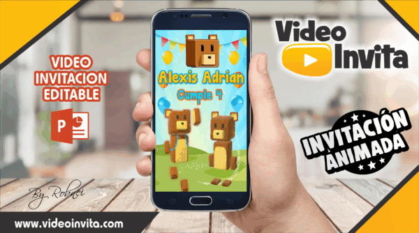 Video Invitación de Super Bear Adventure Editable