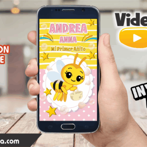 Video Invitación de Abejita Plim Plim Niña 2 Editable