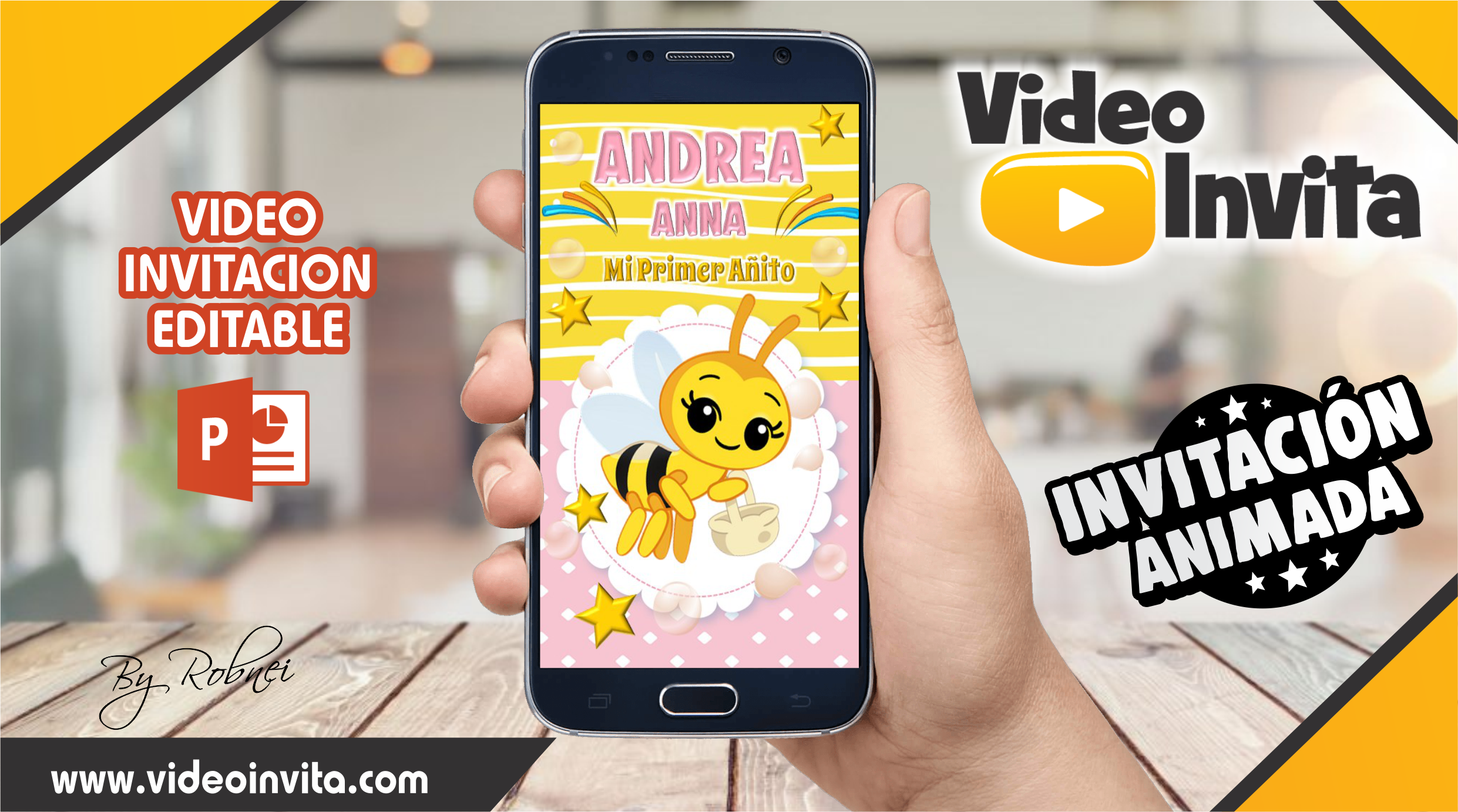 Video Invitación de Abejita Plim Plim Niña 2 Editable
