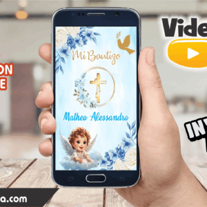 Video Invitación de Bautizo Celeste 2 Editable