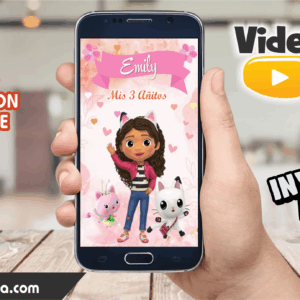 Video Invitación de Gaby Casa de las Muñecas Rosado Editable