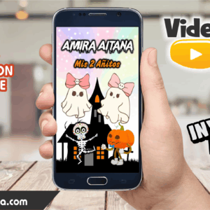 Video Invitación de Halloween Infantil Fantasma Girl Editable