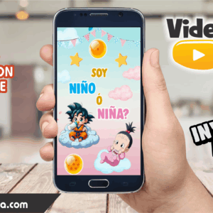 Video Invitación de Revelacion Genero Dragon Ball Goku y Pan Editable