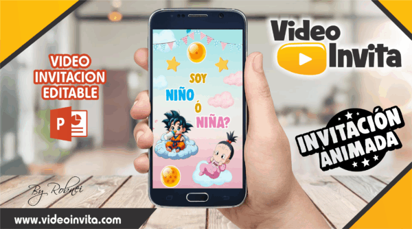Video Invitación de Revelacion Genero Dragon Ball Goku y Pan Editable