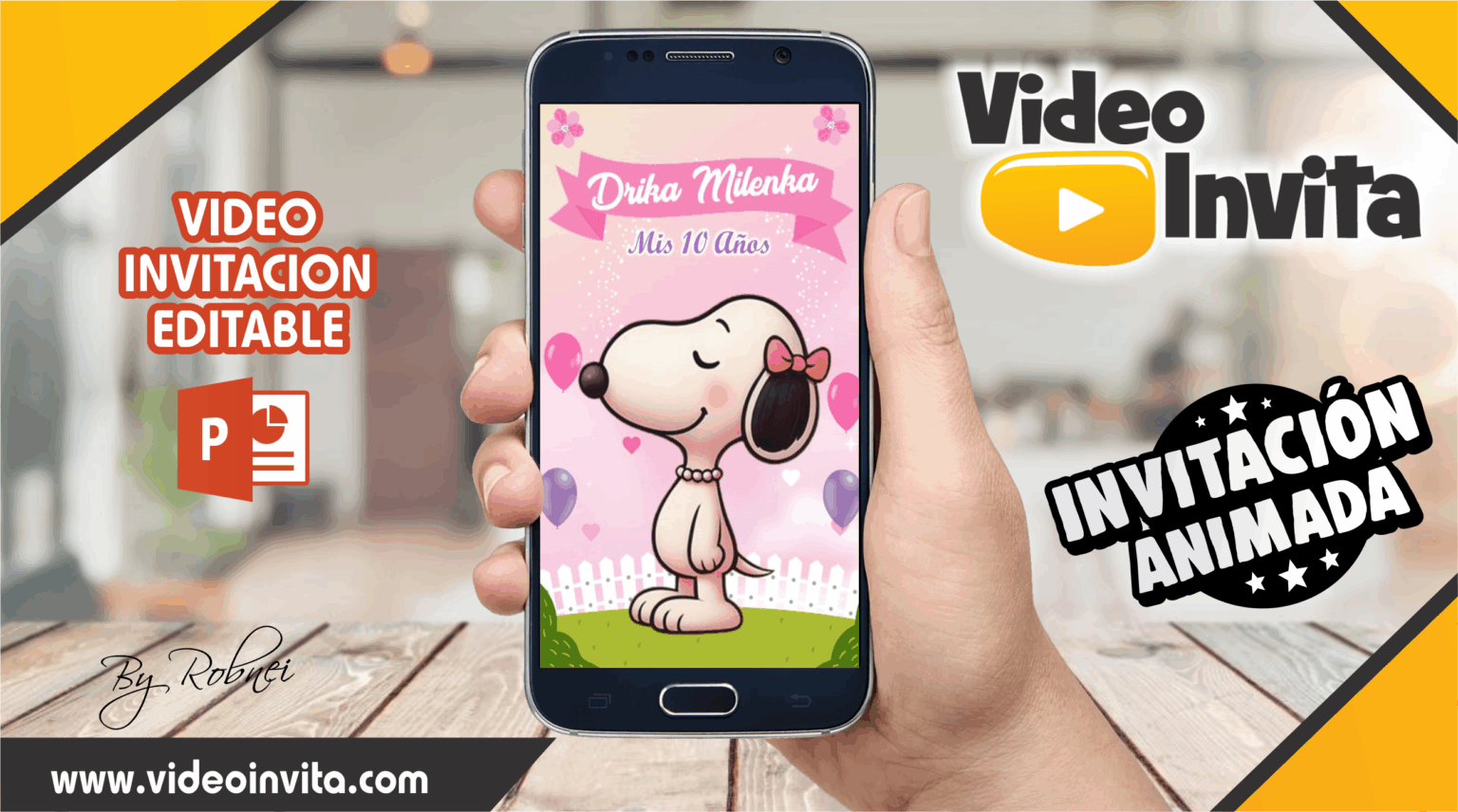 Video Invitación de Snoopy Niña 2 Editable – Video Invita