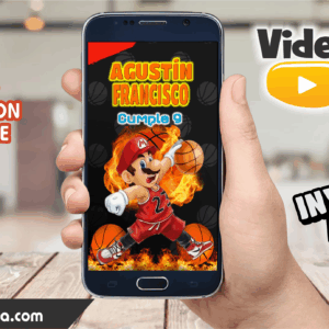 Video Invitación de Mario Bross Basketball Editable