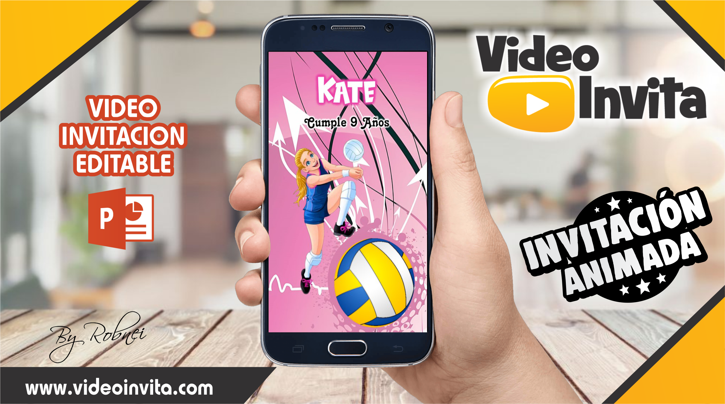 Video Invitación de Voley Girl Editable