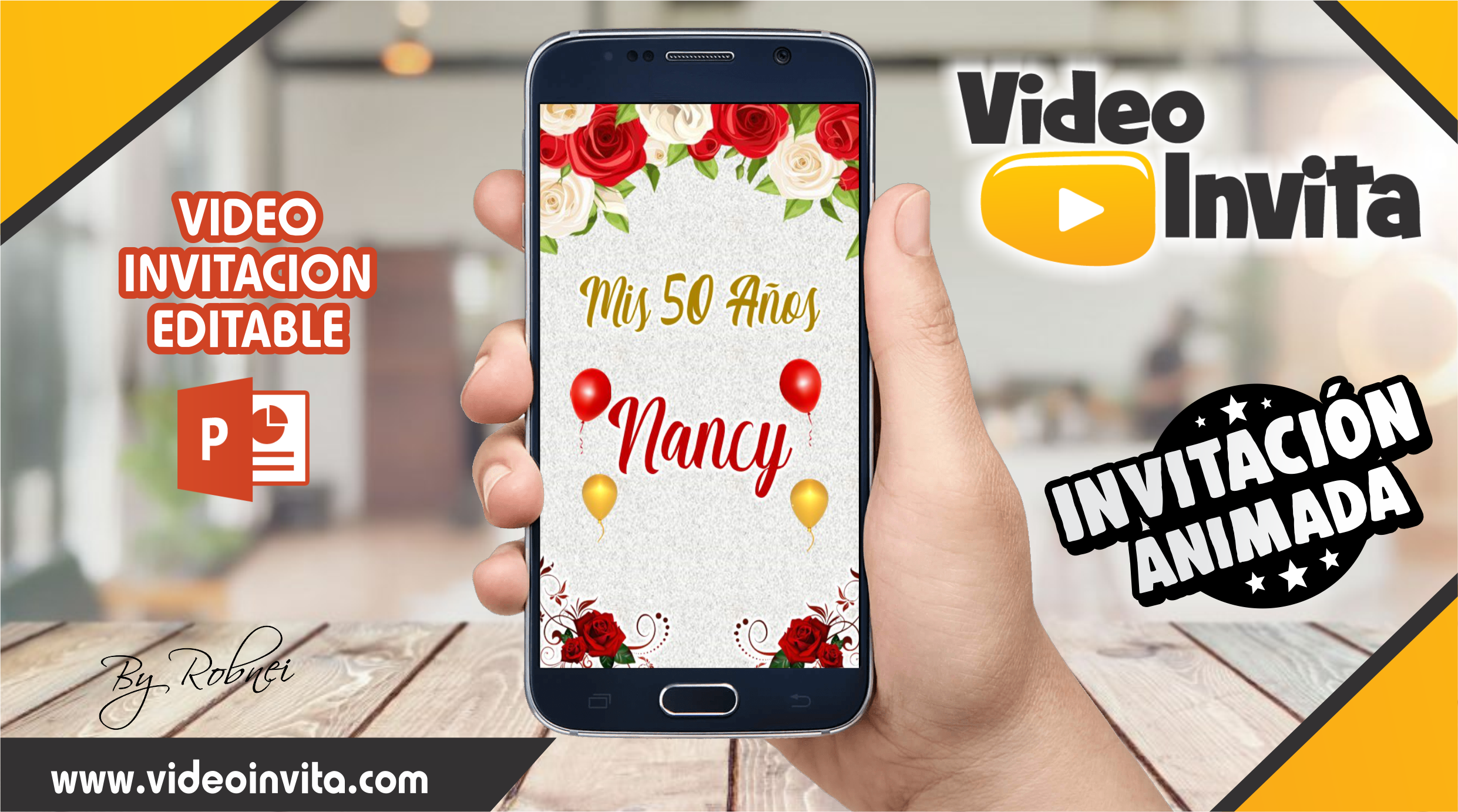 Video Invitación de Adulto Flores Editable