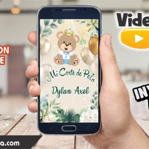 Video Invitación de Corte de Pelo Oso 2 Niño Editable