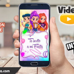 Video Invitación de Guerreras K-Pop Chibi Editable