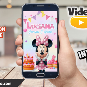Video Invitación de Minnie Pastel Editable