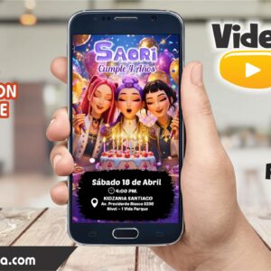 Video Invitación de las Guerreras K-Pop Fiesta Huntrix Editable