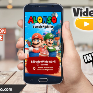 Video Invitación de Mario Bros y Luigi Animado Editable