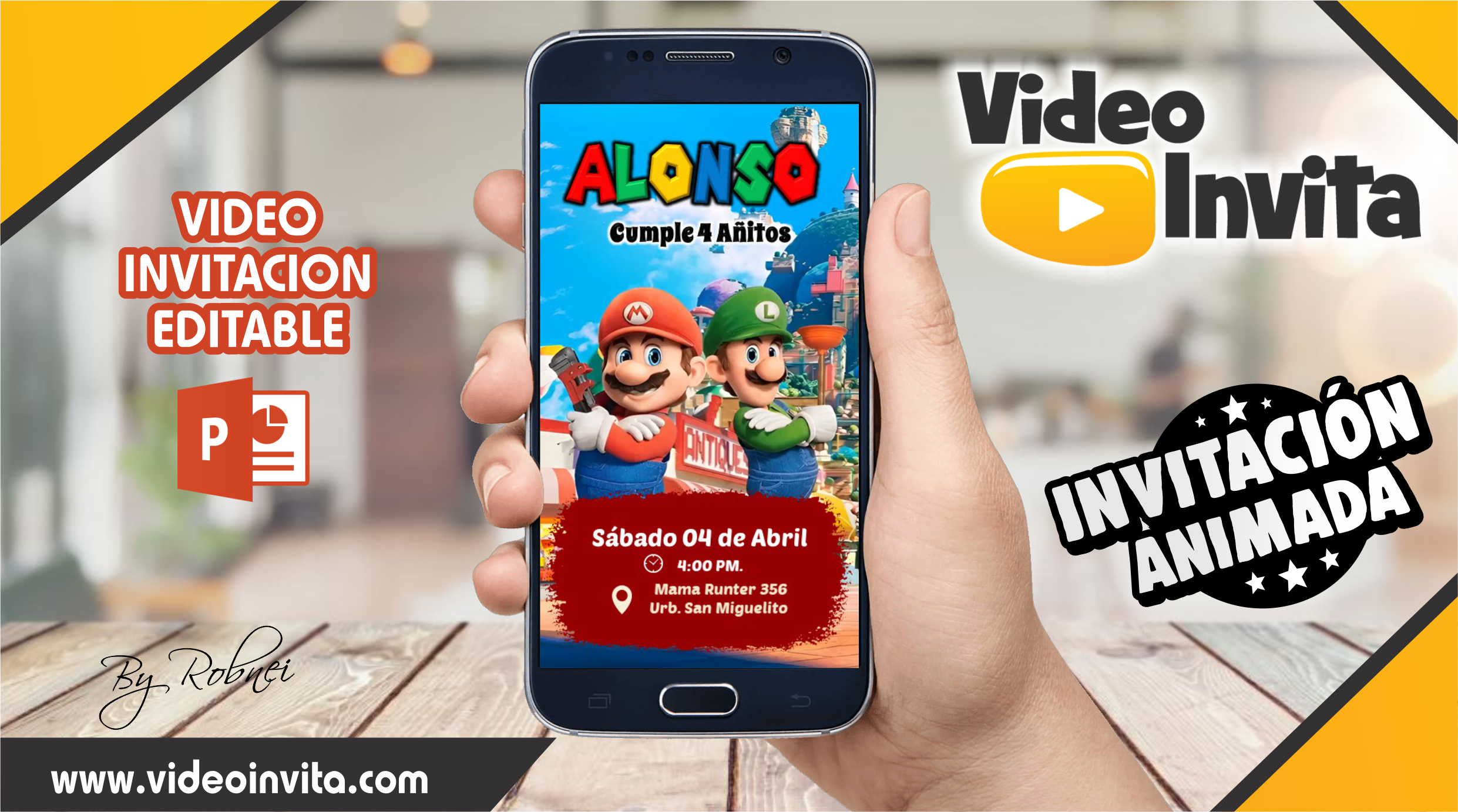 Video Invitación de Mario Bros y Luigi Animado Editable