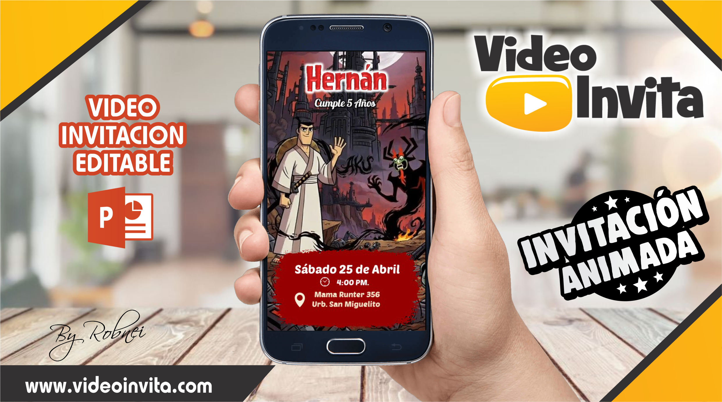 Video Invitación de Samurai Jack Animado Editable