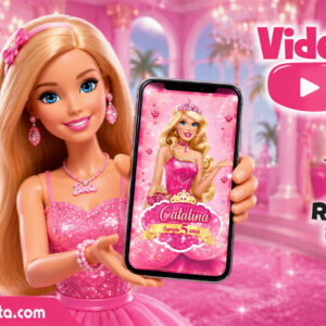 Video Invitación de Barbie Princesa Animada con ia Editable