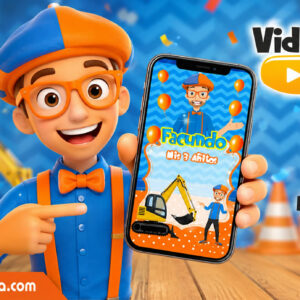 Video Invitación de Blippi Animado con ia Editable