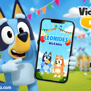 Video Invitación de Bluey y Bingo Animado con ia Editable