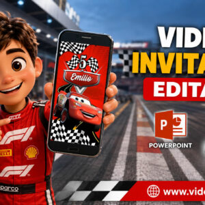 Video Invitación de Cars Rayo Mcqueen Animado con ia Editable