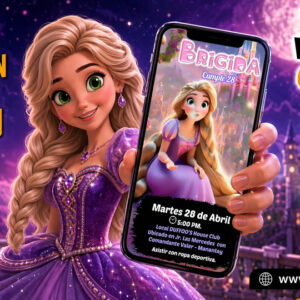 Video Invitación de Rapunzel Animado con ia Editable
