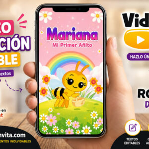 Video Invitación de la Abejita Chiquitita Animado con ia Editable